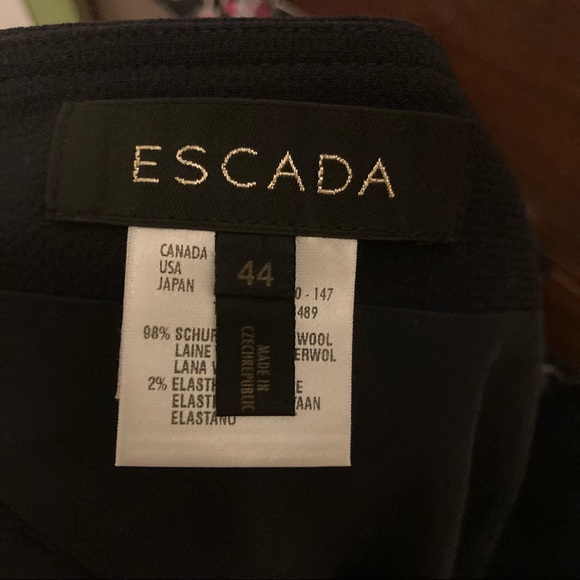 Escada Navy Blue Pencil Midi Skirt 44 10 - Picture 4 of 4